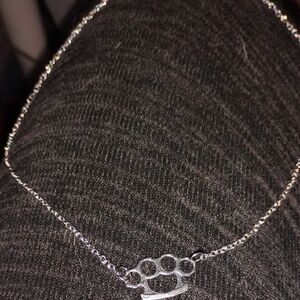 Silver-toned Knuckle Duster Pendant Necklace